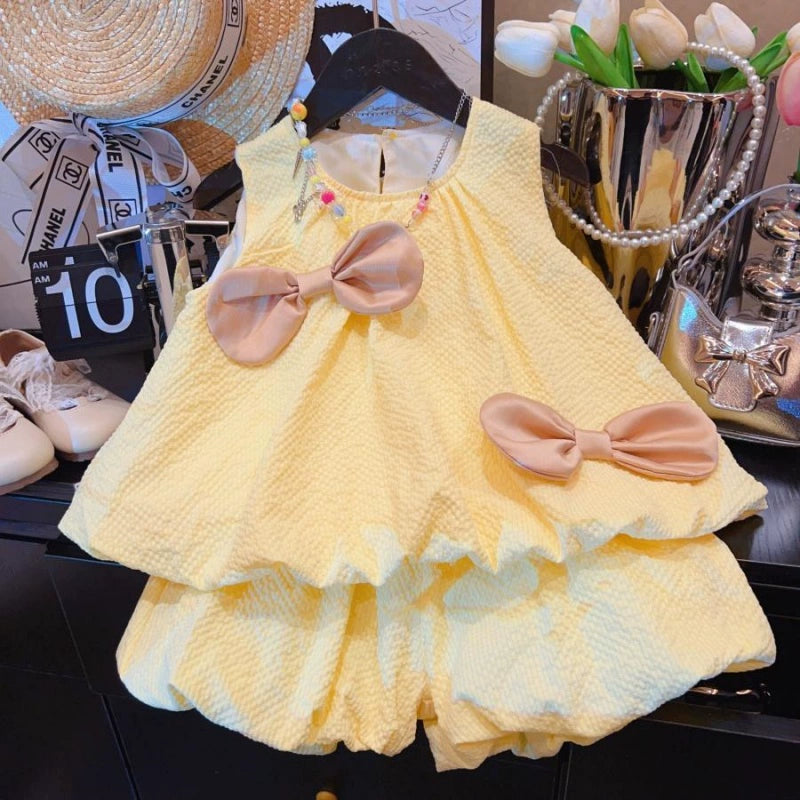Summer K-style Sleeveless Vest Dress Baby Bows