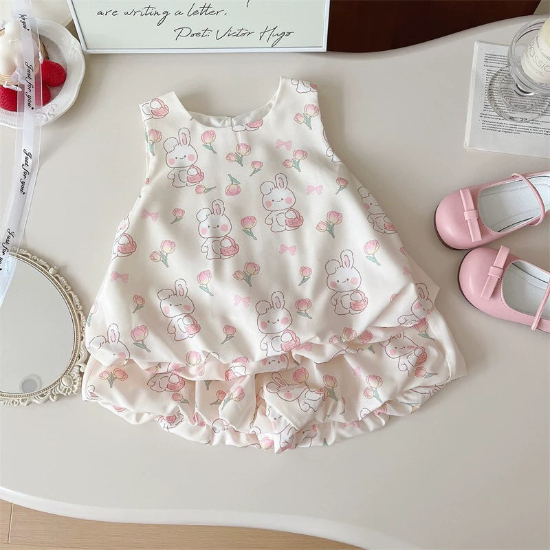Summer K-style Sleeveless Vest Dress Baby Bows