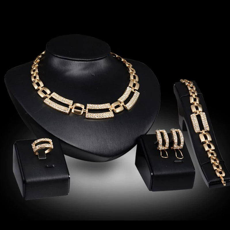 Fashion Inlaid Jewel Rhinestone Clavicle Chain Women's Banquet Earrings