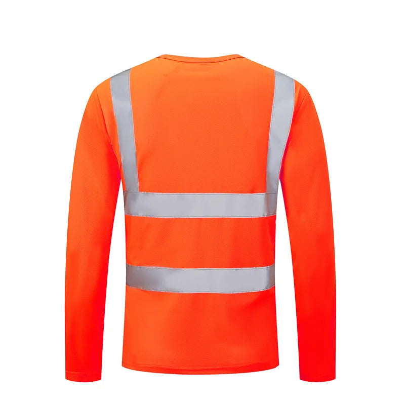 Fluorescent High Visibility T-Shirts Men Reflective Work Safety Shirts