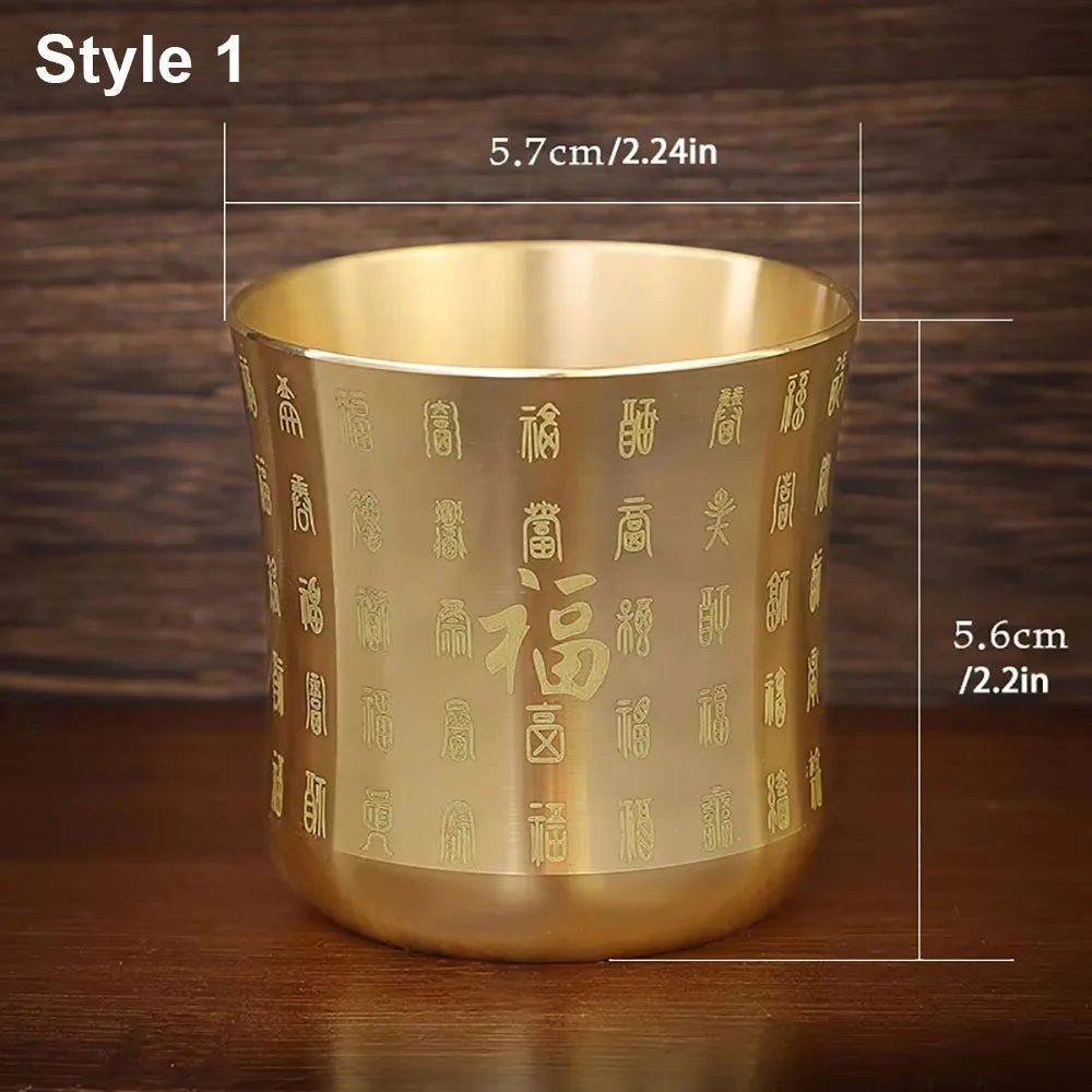 1Pcs Durable Wealth Attracting Brass Tea Cup 6cm Desktop Ornament
