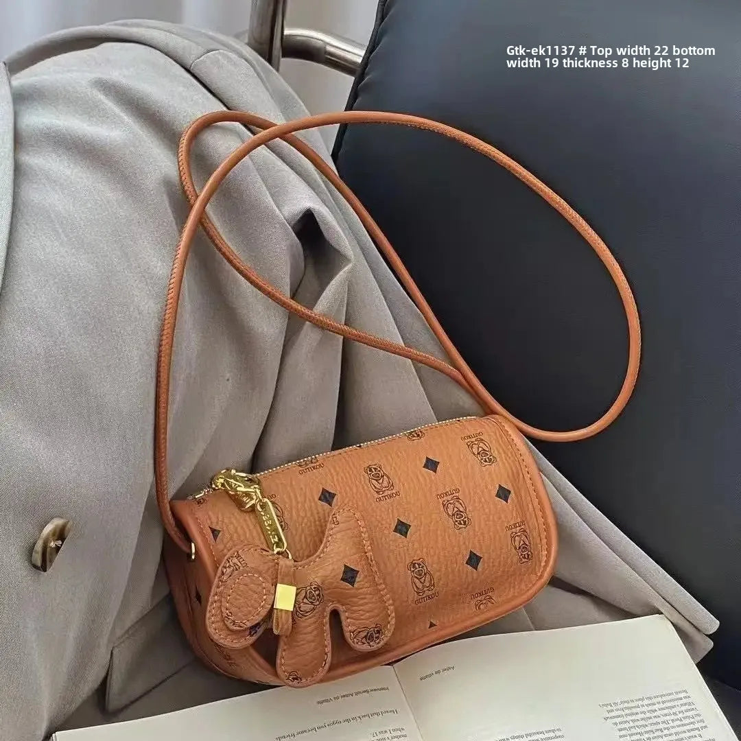 Fashionable Versatile Women's Handbag Shoulder Bag Soft Polyester Fiber Lining Zipper Closure