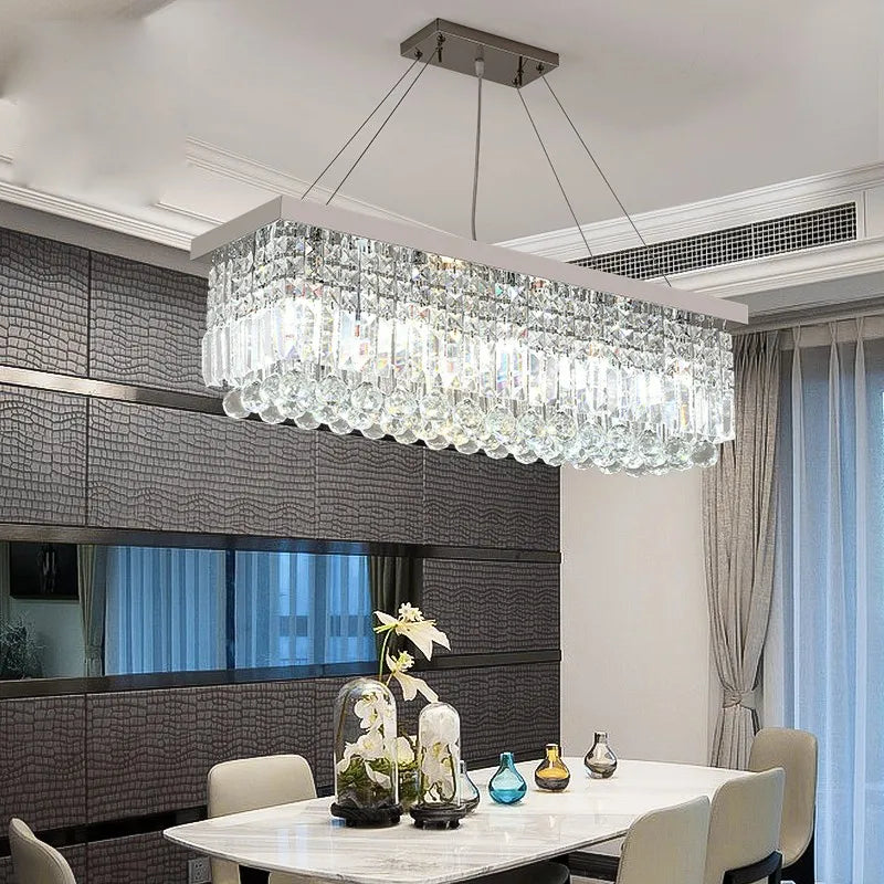 LED Crystal Chandelier Modern Dining Kitchen Hanging Pendant Lamp