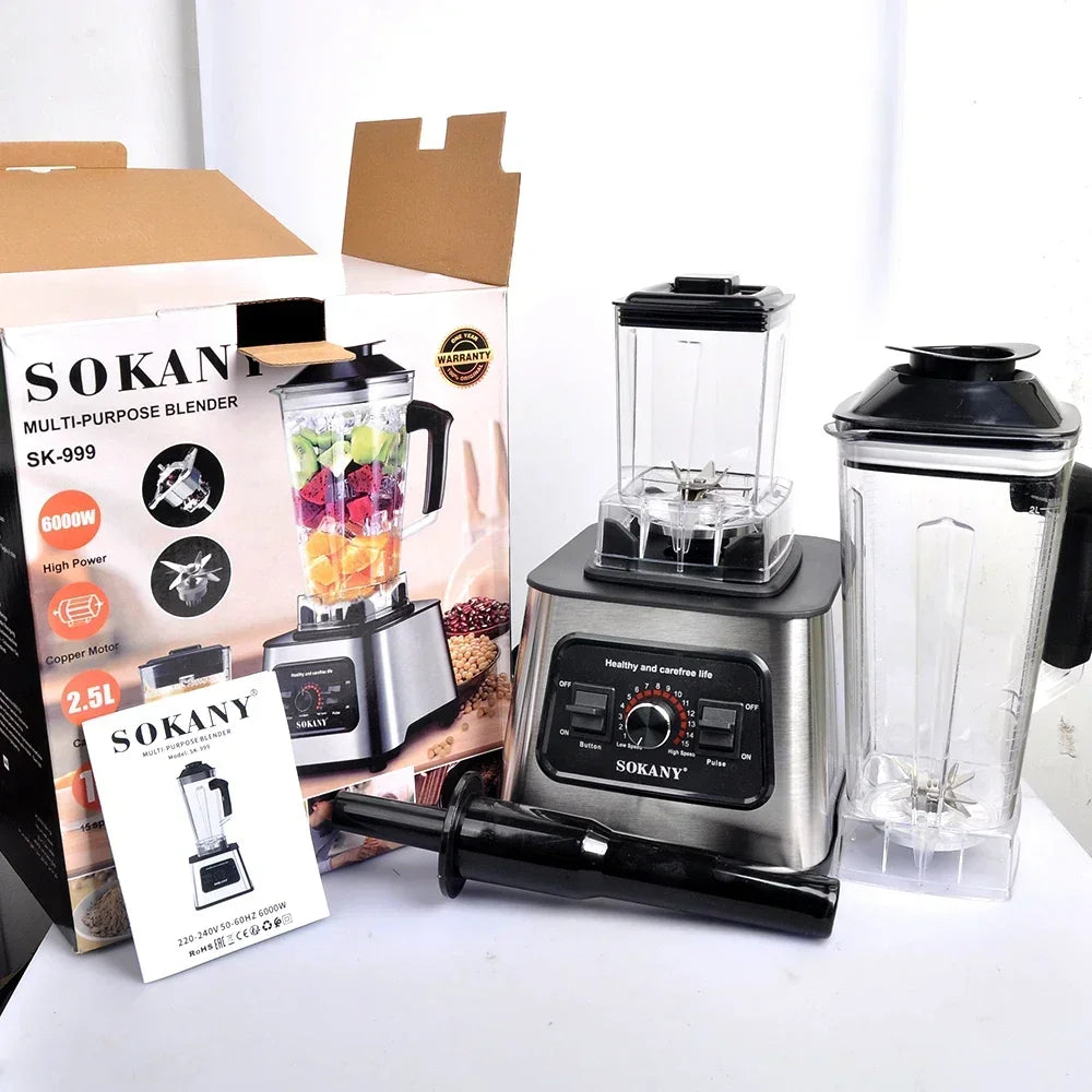 Houselin 6000W Powerful Blender, Smoothie Maker Table Blender with 2.5L Container, Professional Blender Mixer for Ice,Nut,Fruit