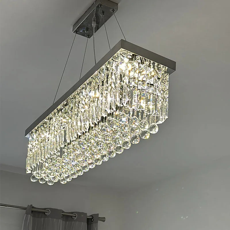 LED Crystal Chandelier Modern Dining Kitchen Hanging Pendant Lamp