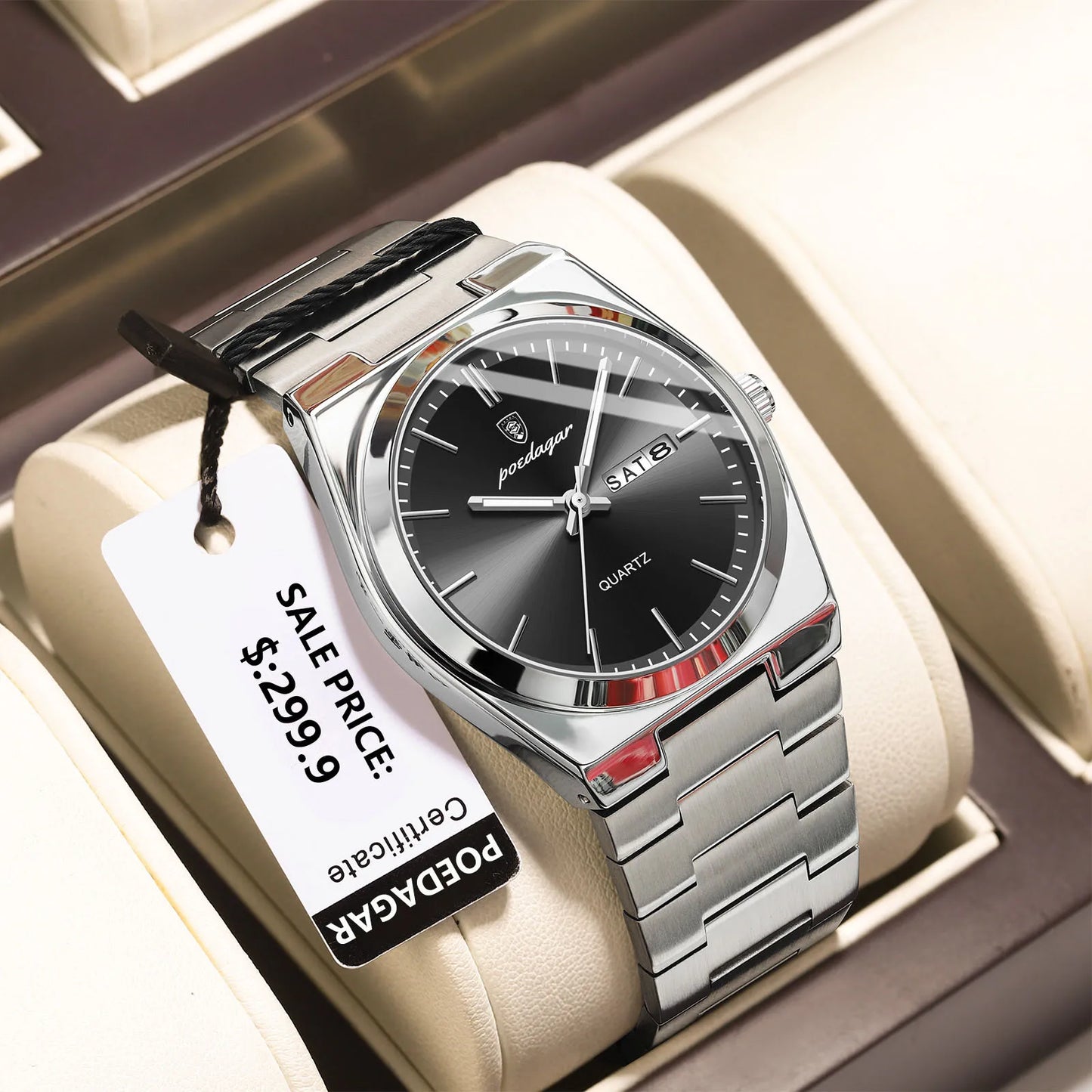 Men's Luxury Quartz Watch Stainless Steel Waterproof Luminous Date Week