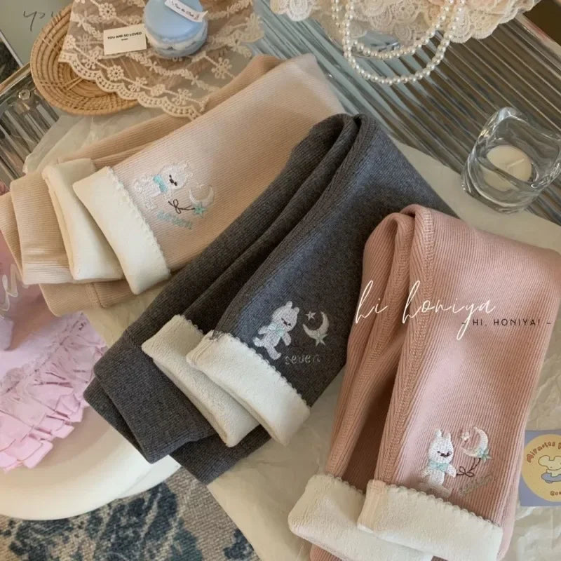 Girls Fleece Leggings Autumn Winter Velvet Warm Pants