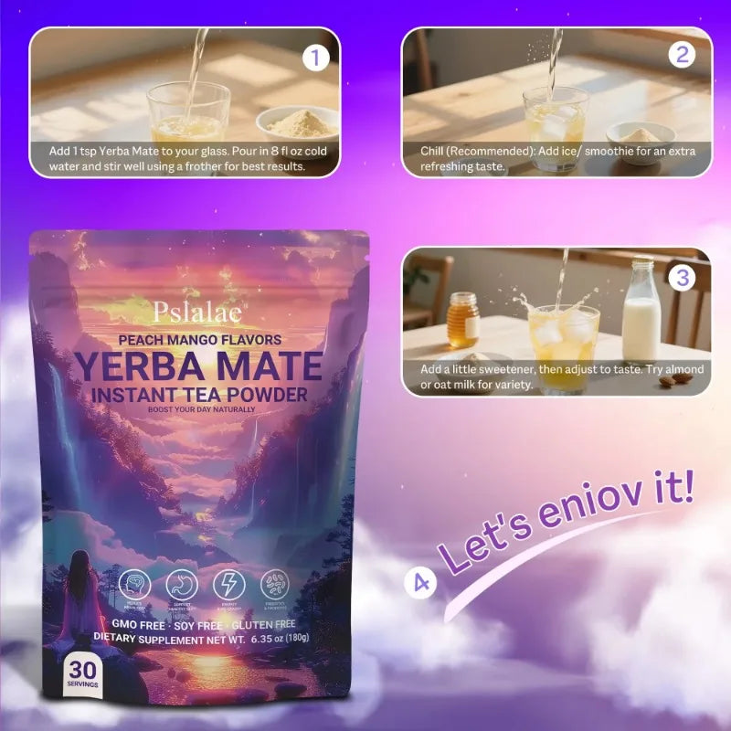 Yerba Mate 3-in-1 Energy Supplement, Phytonutrient Extracts for Brain Digestive Health - 1 bag