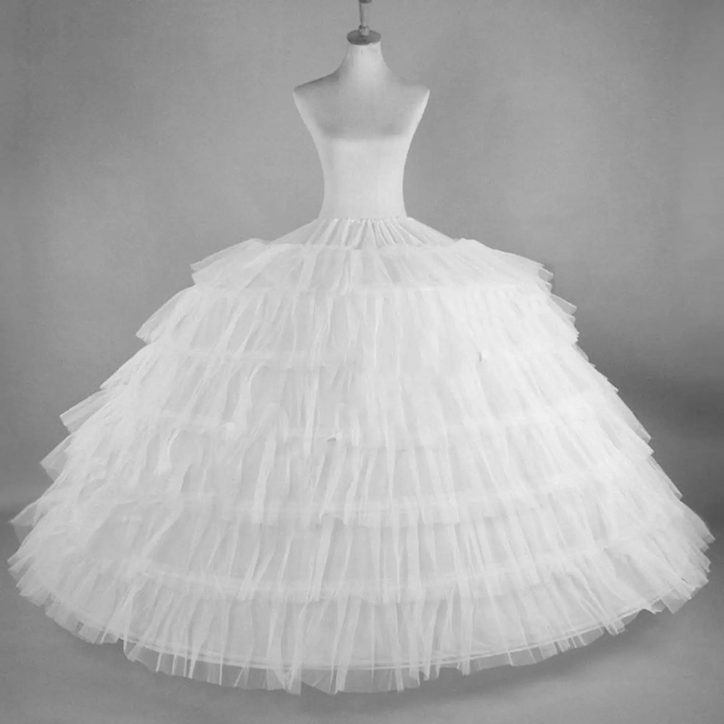 Women 6 Hoop 6 Layered Petticoat White A-line Floor-Length Underskirt for Bridal Wedding Dress Ball Gown