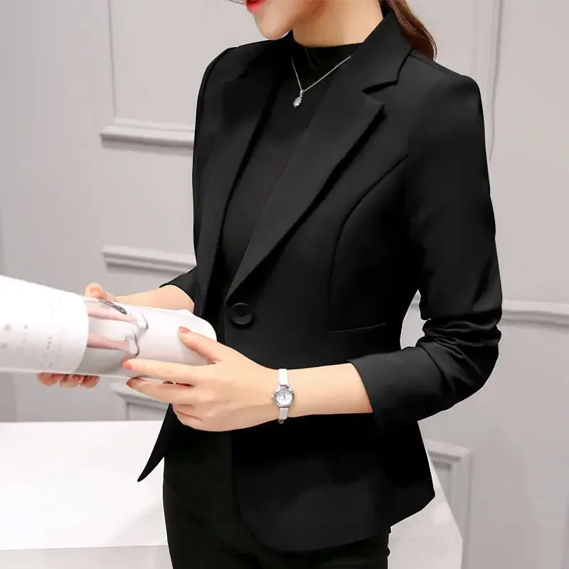 Ladies Blazer Pocket Jacket, Slim Fit Long-sleeved Korean Style