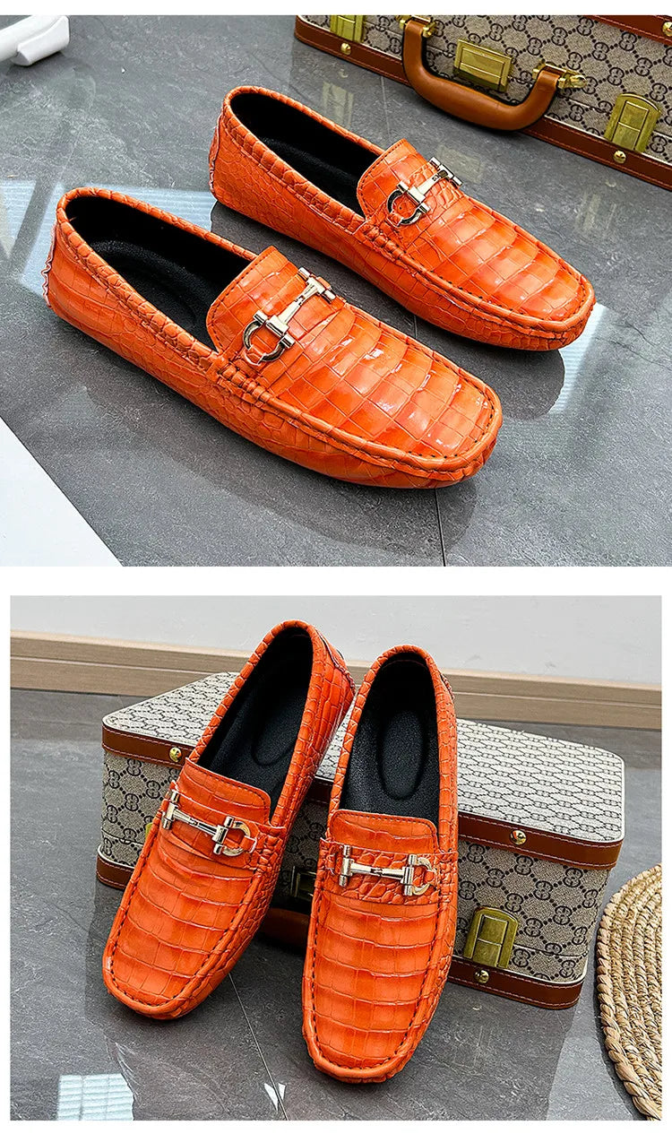 High Quality Luxury Green Snakeskin Leather Men Casual Comfort Lightweight Plus Size 48