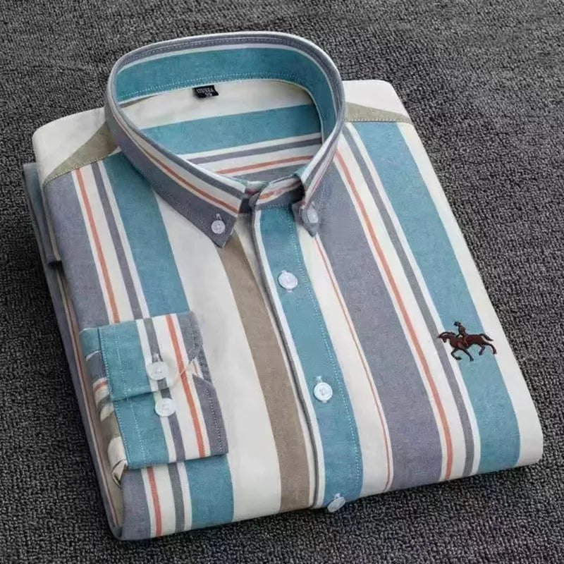 Men's Oxford Dress Shirts 100% Cotton Spring Long Sleeve Casual Business Formal
