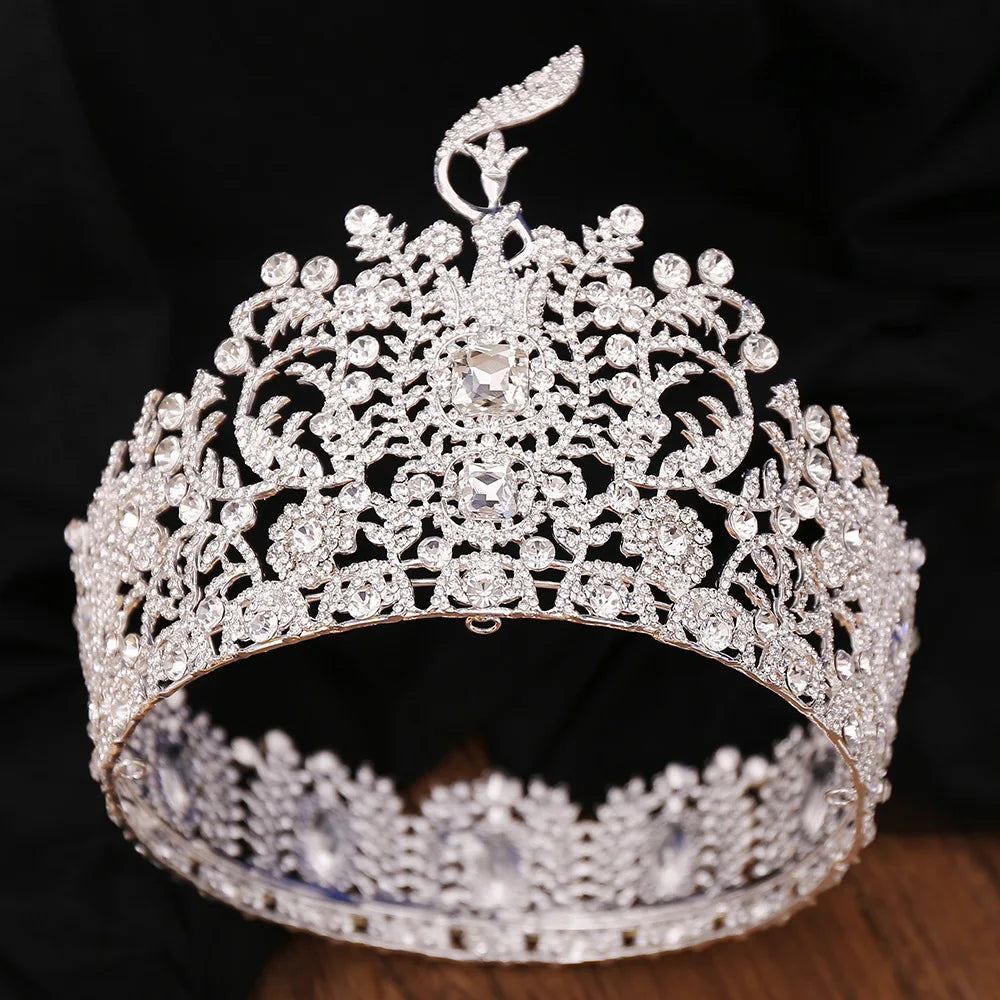 Baroque Rhinestone Crystal Crown Tiaras Hair Accessory For Bridal Wedding & Beauty Pageant