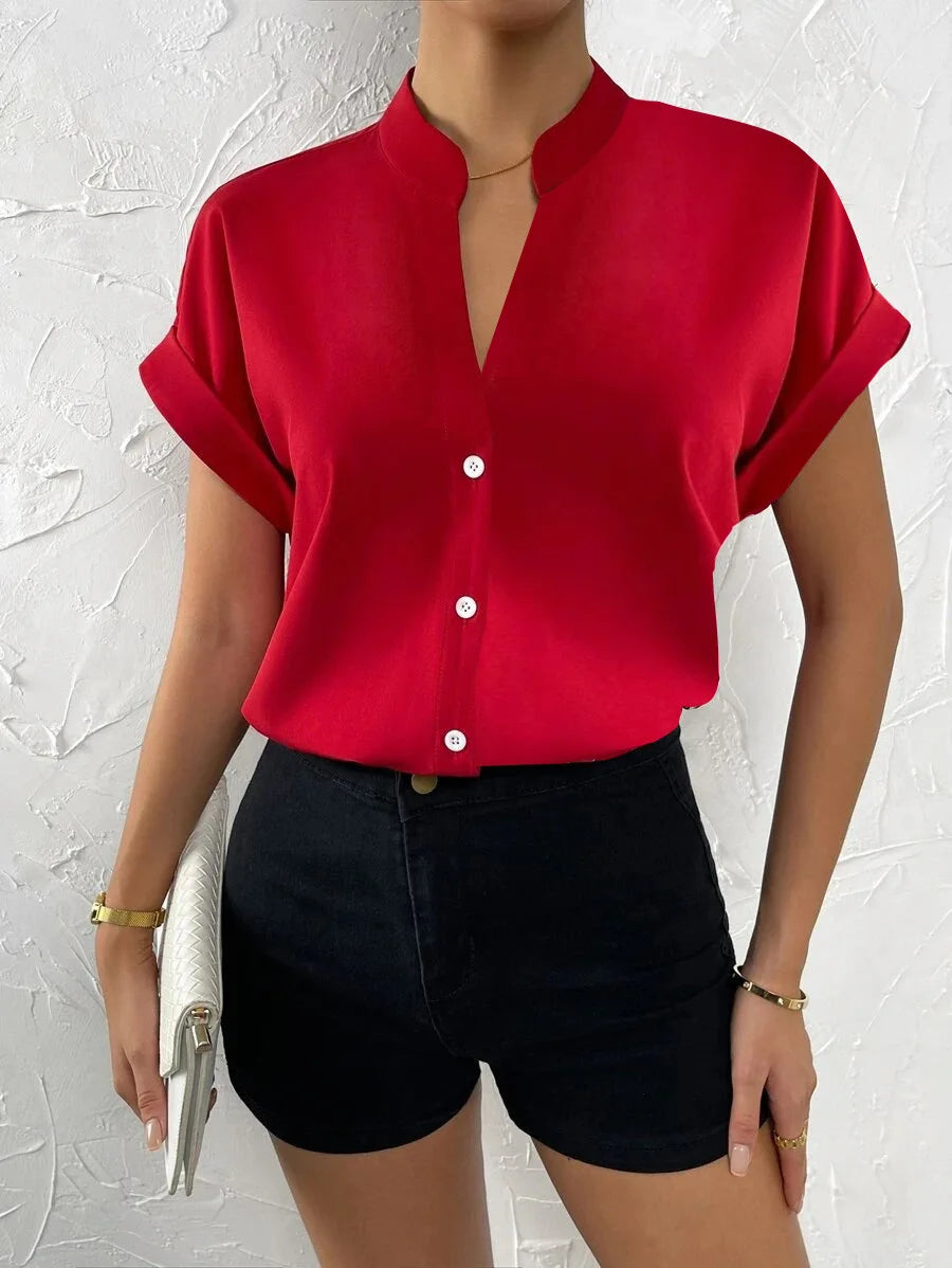 Elegant Summer V-neck Women's Shirt