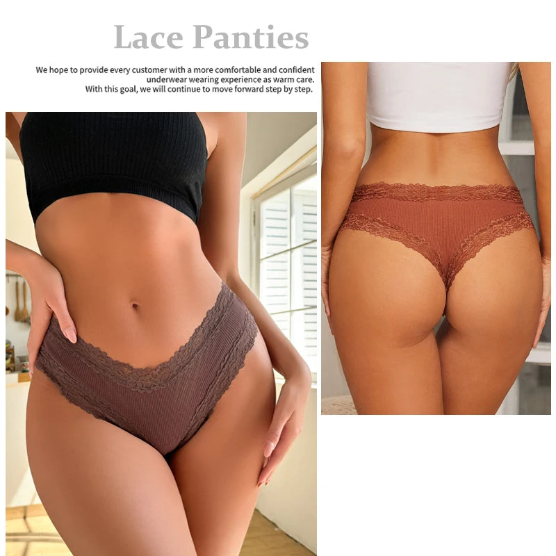 10PCS/Set Women Lace Cotton Panties Sexy Low-Waist