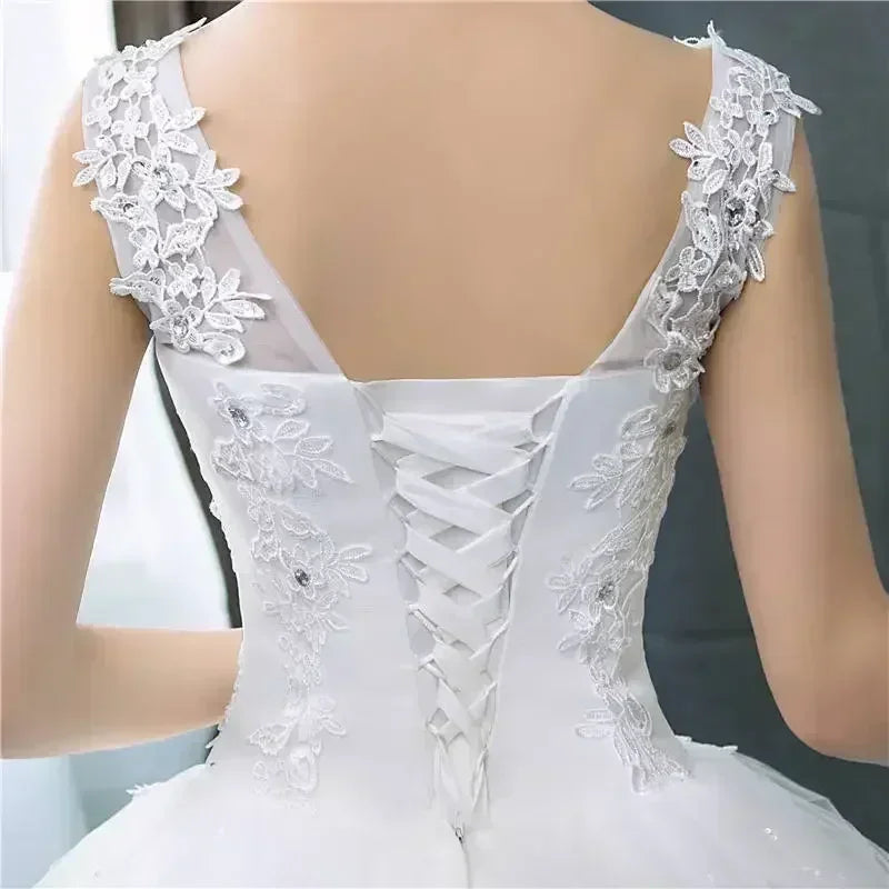 Plus Size Wedding Dress - V-Neck Sequined Ball Gown Customizable