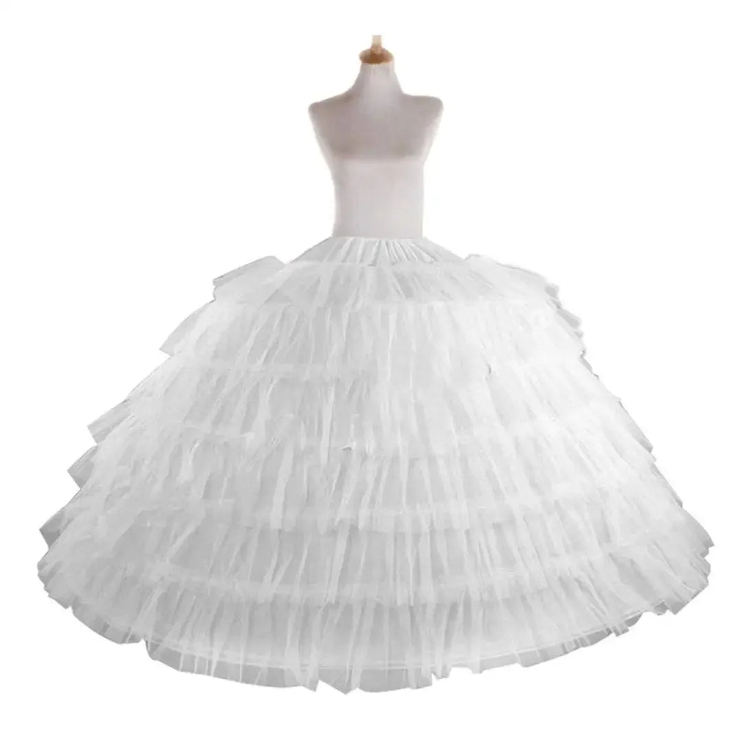 Women 6 Hoop 6 Layered Petticoat White A-line Floor-Length Underskirt for Bridal Wedding Dress Ball Gown