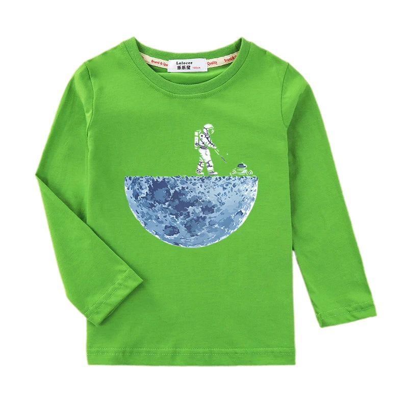 Boys Cotton Long Sleeved T-Shirt Spaceman