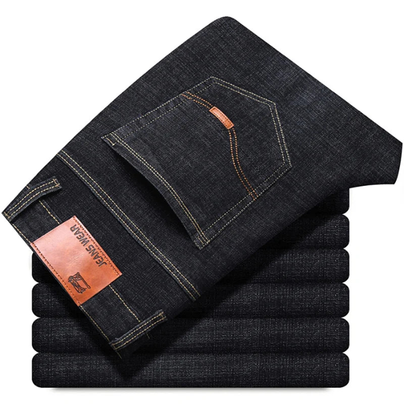 Men Light Luxury Stretch Slim Fit Comfortable Soft Pants Straight Casual Denim Trousers