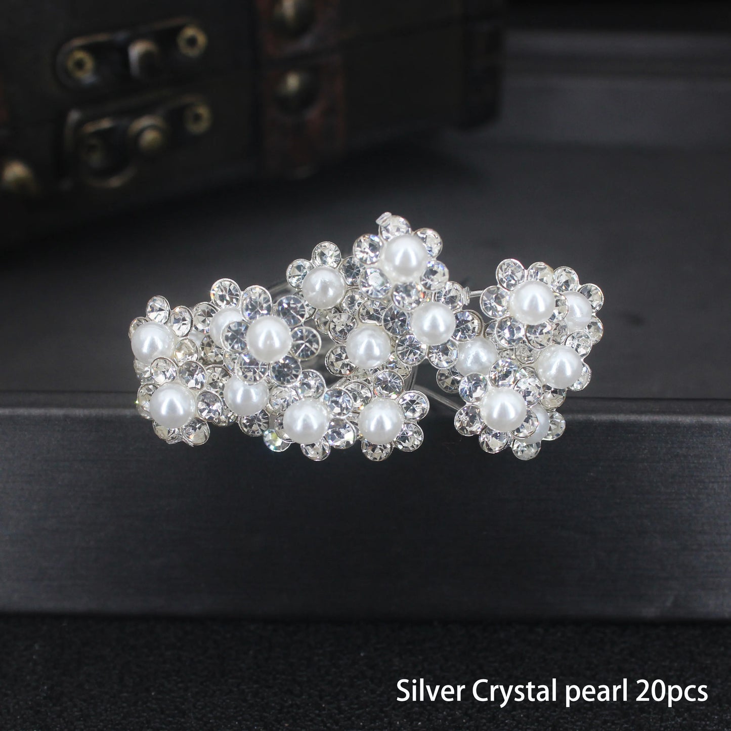 20PCS Rose Flower Rhinestone Hair Clips Crystal Hair Pins for Bridal Wedding Party Daily Hair Jewelry Accessories