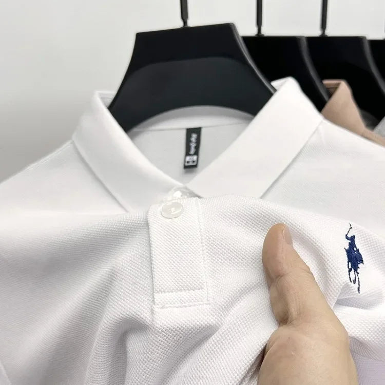 100% Cotton Breathable Short Sleeve Men's T-shirts Men Luxury Embroidery Relaxed POLO Shirt