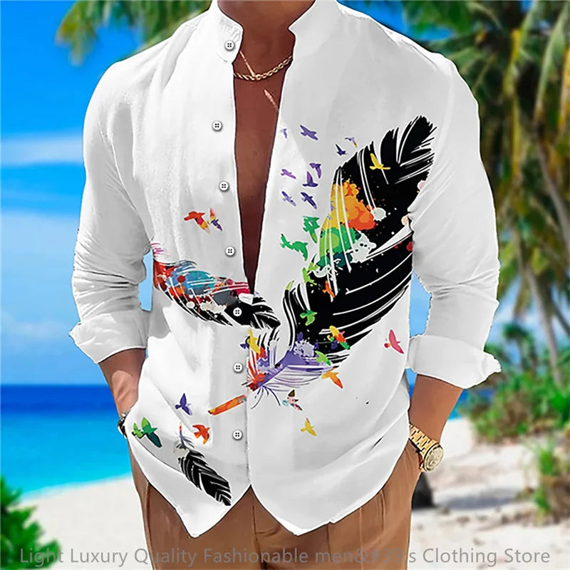 Men's Casual Soft Fabric Shirt Long-sleeved 3D printing XS-6XL