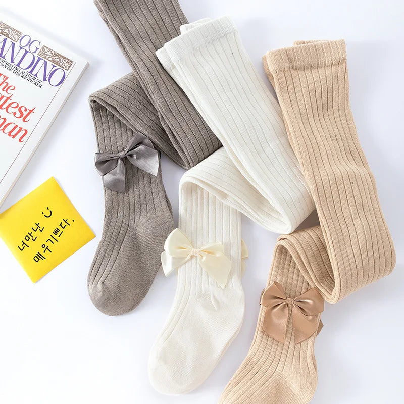 Girls Cotton Bowknot Tights Cute Princess Pantyhose