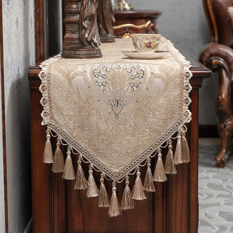 European Luxury Table Runner Multi Tassels Decor