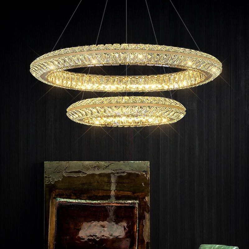 Luxury Crystal LED Pendant Indoor Chandelier Light Villa Living Dining Room Bedroom Hotel