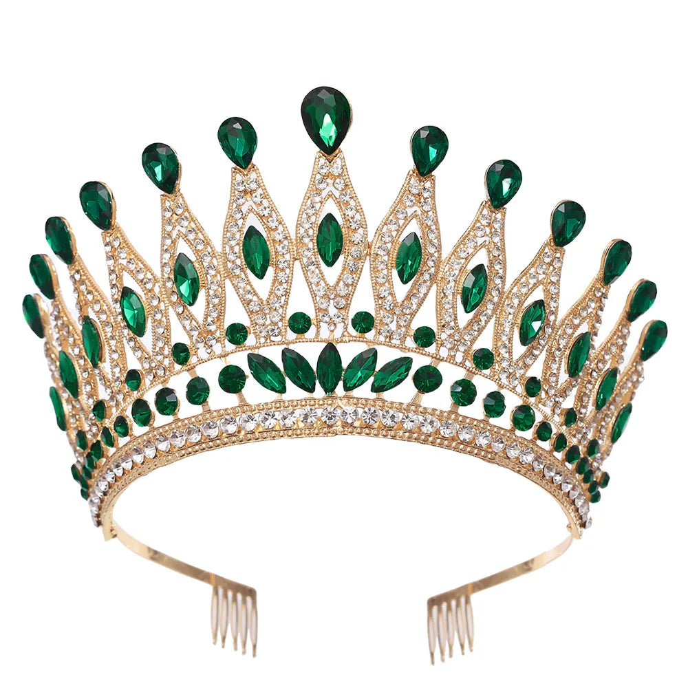 Baroque Large Crystal Crows Tiaras Diadem Comb For Bridal Wedding Party