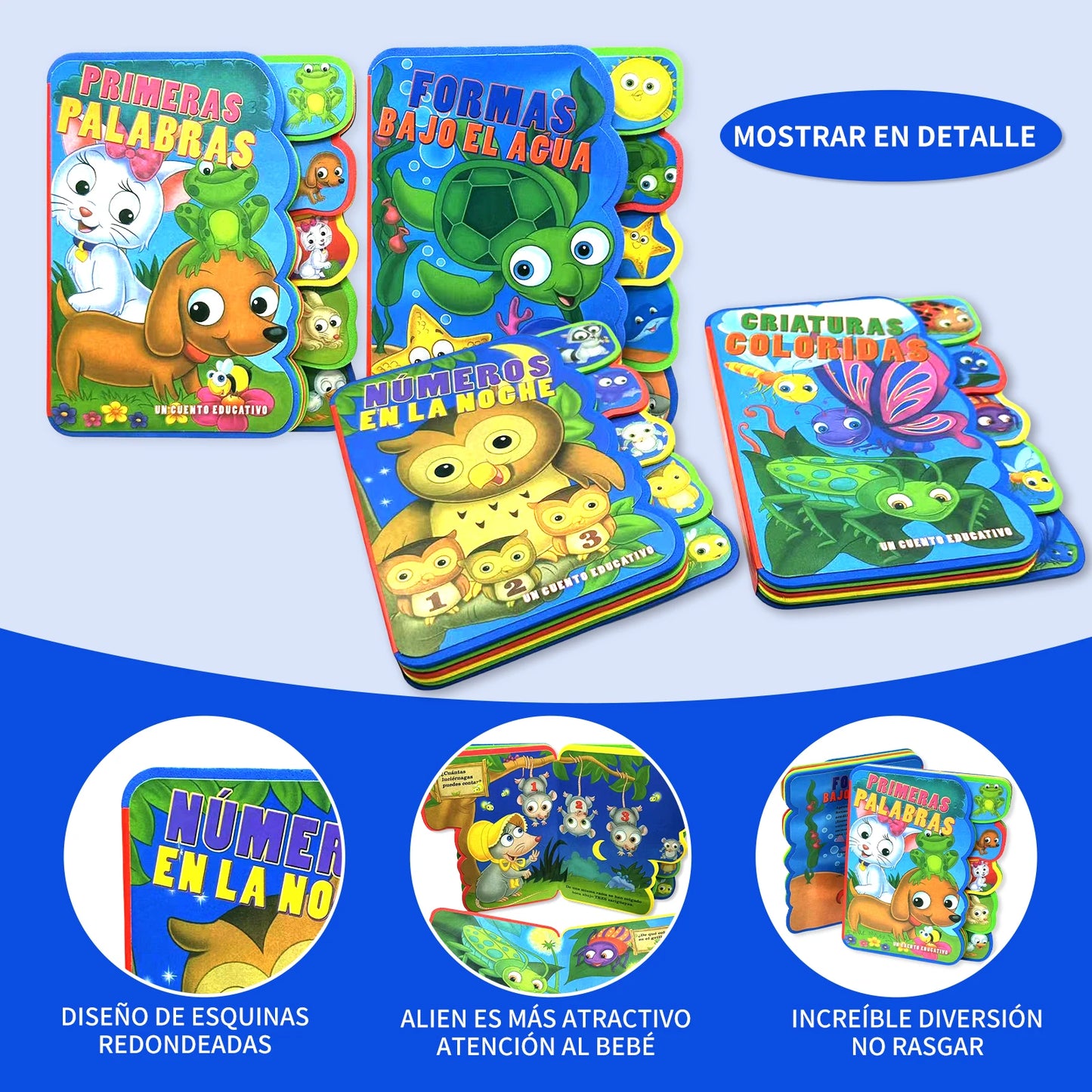 Spanish Children's Cardboard Picture Story Book Animals/Insects Educational Preschool Learning Book Stimulates Kid's Interest