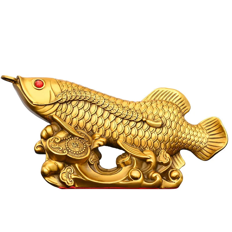Solid Brass Fish Ornament Wealth Home Office Decor