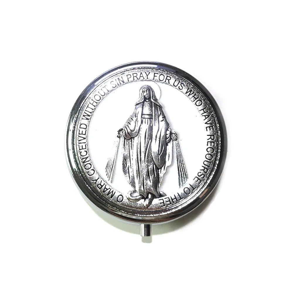 Retro Metal Guadalupe Holy Grail Saint Benedict Rosary Gift Box