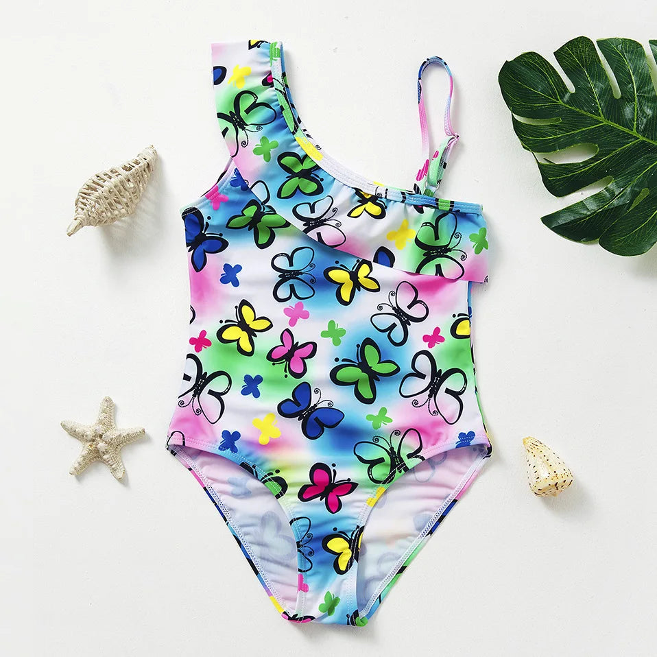 Girl Swimsuit One-Piece Mermaid Fish Scale Unicorn Children's Swimwear 2 - 8 Years