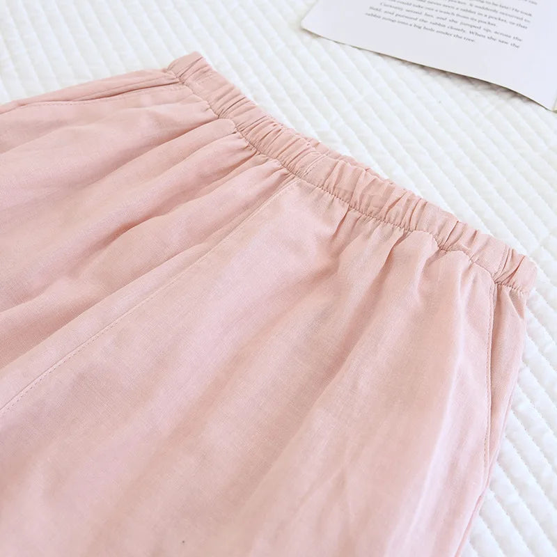 Spring/Summer Women Men Pajama Set 100% Cotton Long Sleeve Long & Pants Two Piece