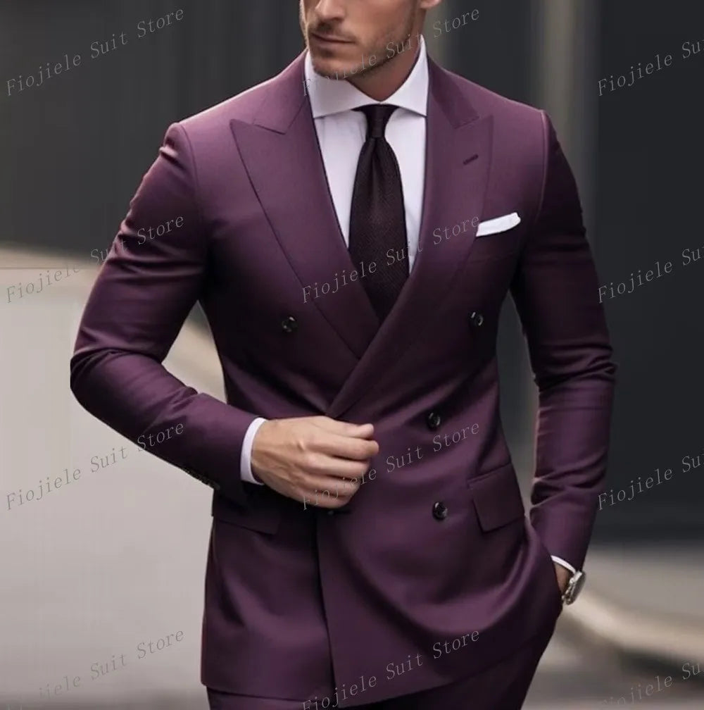 Men Business Formal Occasion Tuxedos Suit 2 Piece Set Blazer Pants