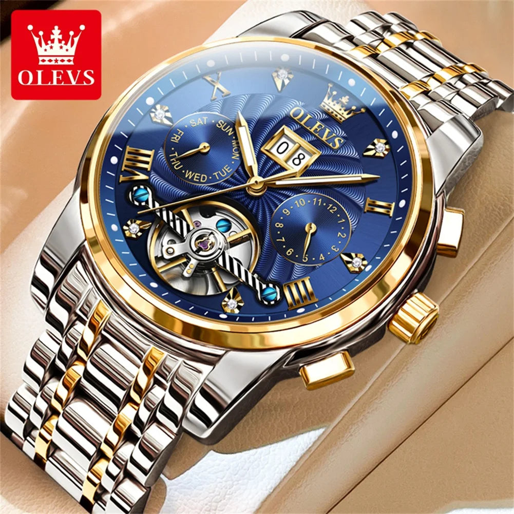 OLEVS Classic Men's Watch Tourbillon Multi-function Full Automatic Men Watch