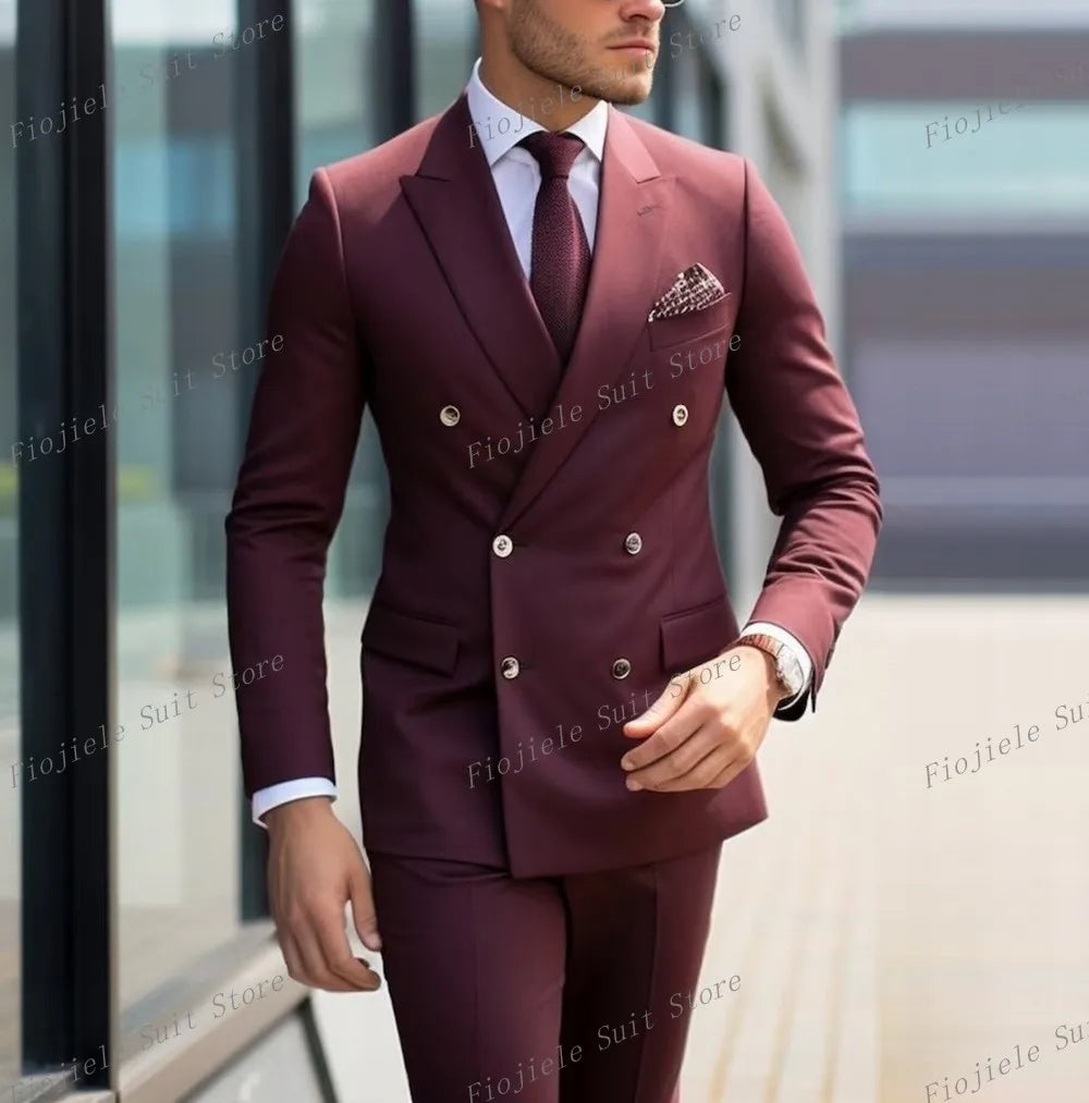 Men Business Formal Occasion Tuxedos Suit 2 Piece Set Blazer Pants