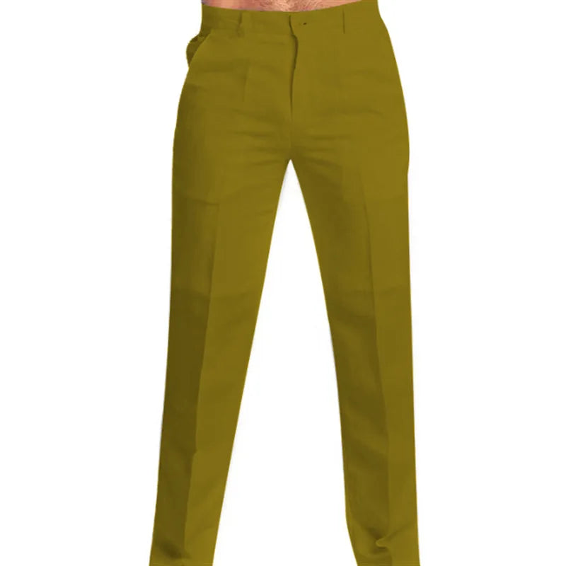 Men's Linen Slant Pocket Straight Solid Color Comfortable Breathable Daily Casual Pants