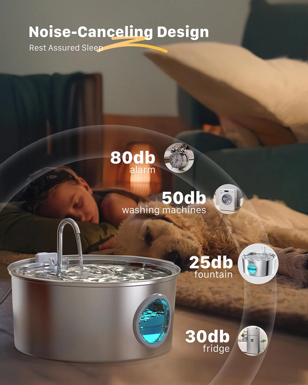 7L Large Capacity Stainless Steel Cat Water Fountain Dog Pet Automatic Water Feeder