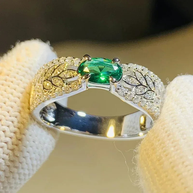 Luxury Fashion Green Zirconia Crystal Ring for Women