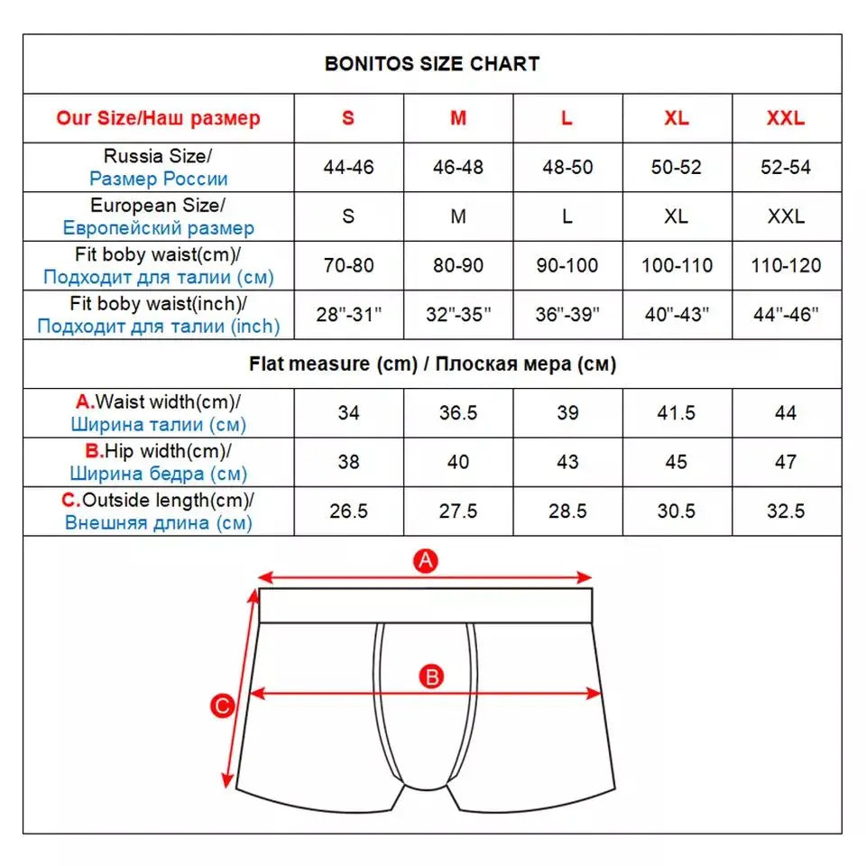 4Pcs Men's Cotton Underpants Sexy Boxers