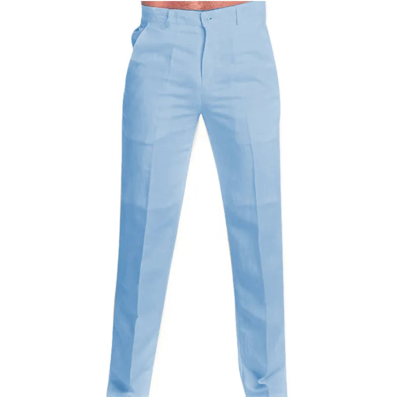 Men's Linen Slant Pocket Straight Solid Color Comfortable Breathable Daily Casual Pants