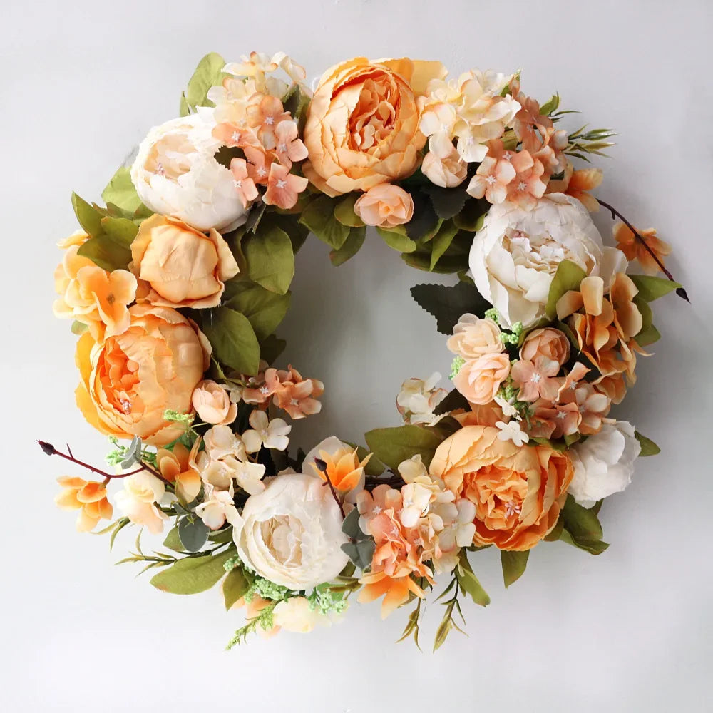 Home Decor Artificial Peony Front Door Wreath
