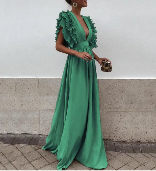 Elegant Sexy V-neck Backless Dress