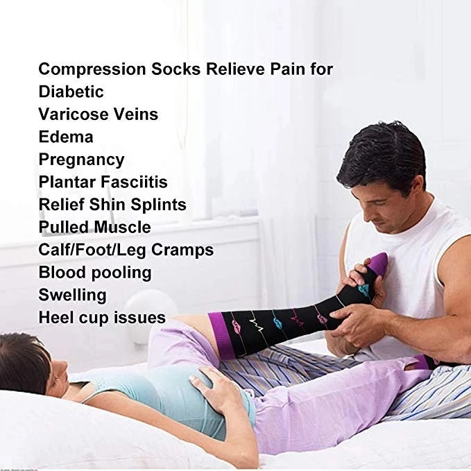 New Compression Socks Men Women Graduated 20-30 Mmhg Fit For Medical Edema Diabetes Varicose Veins, Running Compression Socks