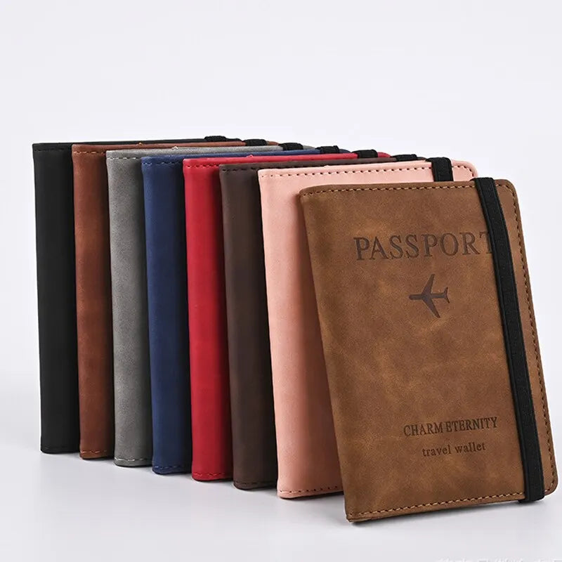 Men Leather Travel Wallet Passport Purse