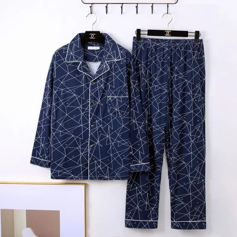 Men's 100% Cotton Long Sleeve Pajama Set