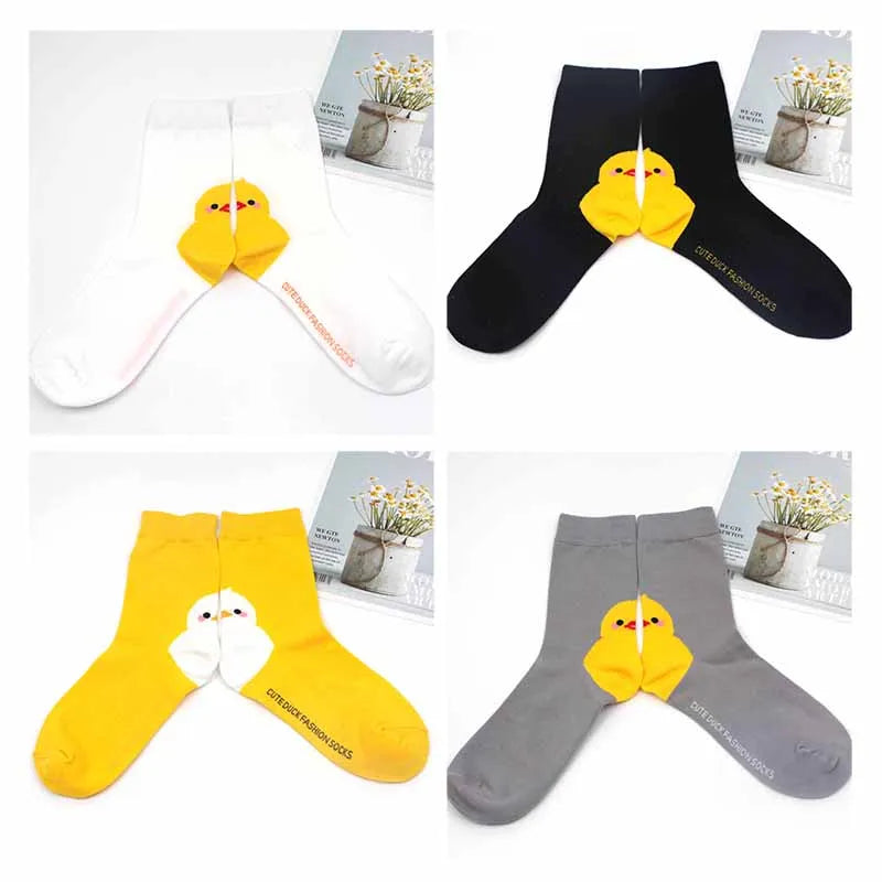 4 Pairs Cotton Pack Women Socks Duck Pattern