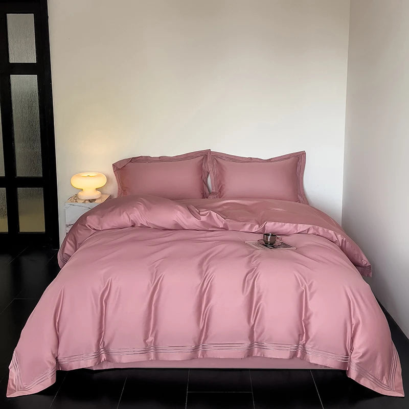 Luxury 1000TC Egyptian Cotton Solid Color Hotel Style Embroidery Bedding Duvet cover Set